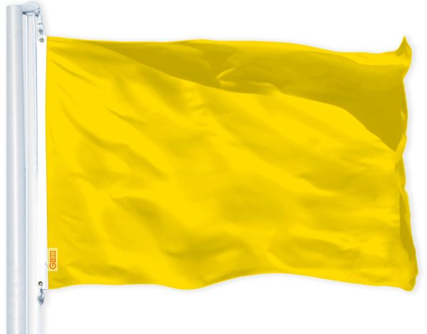 G128 Solid Yellow Color Flag | 3x5 feet | Printed 150D, Indoor/Outdoor, Vibrant Colors, Brass Grommets, Quality Polyester, Much Thicker More Durable Than 100D 75D Polyester