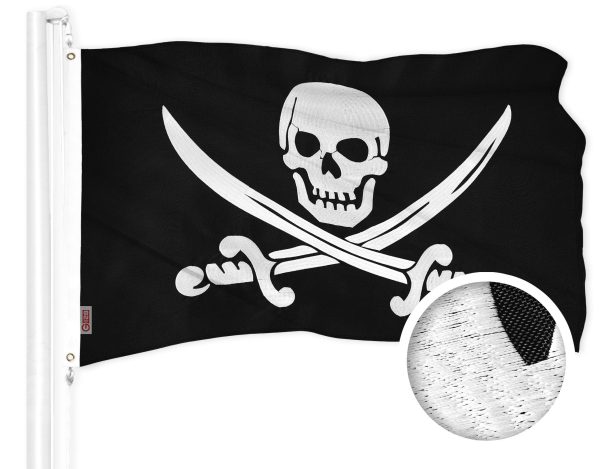 G128 Combo Pack: American USA Flag 16x24 In & Pirate Jolly Roger Swords Flag 16x24 In | Both ToughWeave Series Embroidered 300D Polyester, Embroidered Design, Indoor/Outdoor, Brass Grommets - Image 2