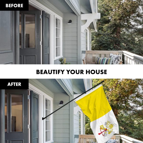 G128 Combo Pack: 6 Ft Tangle Free Aluminum Spinning Flagpole (Black) & Vatican City Flag 3x5 Ft, LiteWeave Pro Series Printed 150D Polyester | Pole with Flag Included - Image 3