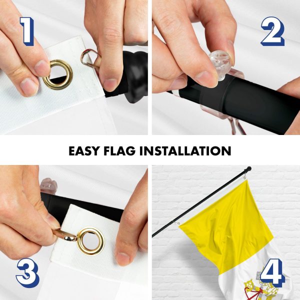 G128 Combo Pack: 6 Ft Tangle Free Aluminum Spinning Flagpole (Black) & Vatican City Flag 3x5 Ft, LiteWeave Pro Series Printed 150D Polyester | Pole with Flag Included - Image 6