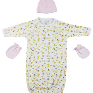 Gown, Cap And Mittens - 3 Pc Set Cs_0044