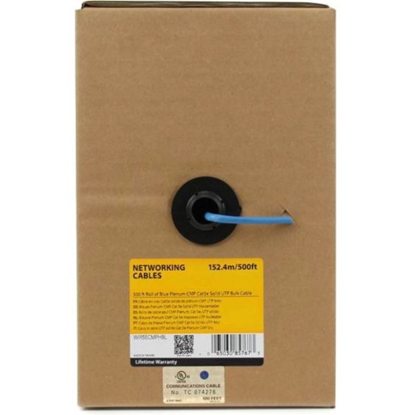 StarTech.com Bulk Cat 5e Ethernet Cable - 1000 ft. - Solid - Plenum CMP - Blue - TAA Compliant - Image 2