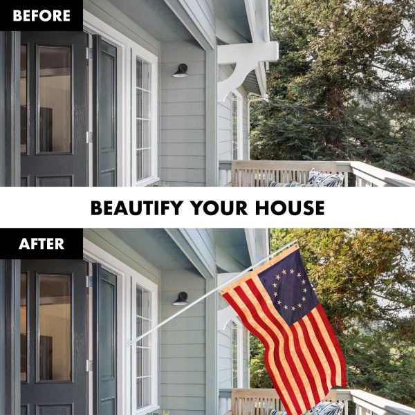 G128 Combo Pack: 6 Ft Tangle Free Aluminum Spinning Flagpole (White) & Betsy Ross Tea-Stained Flag 3x5 Ft, ToughWeave Pro Series Embroidered 420D Polyester | Pole with Flag Included - Image 3