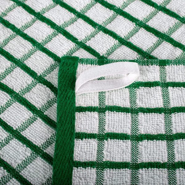 Premium Dish Towels for Kitchen with Hanging Loop [8 Pack] Heavy Duty Absorbent 100% Cotton 410 GSM Terry Kitchen Towels 16x26 (Green) - Image 3