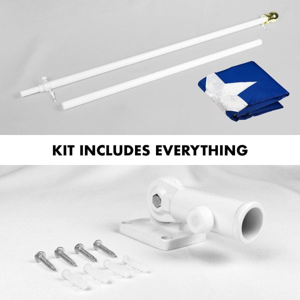 G128 - 6 Feet Tangle Free Spinning Flagpole (White) Puerto Rico Flag Brass Grommets Embroidered 3x5 ft (Flag Included) Aluminum Flag Pole - Image 2