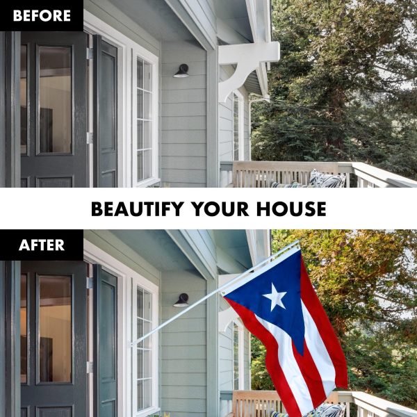 G128 - 6 Feet Tangle Free Spinning Flagpole (White) Puerto Rico Flag Brass Grommets Embroidered 3x5 ft (Flag Included) Aluminum Flag Pole - Image 3