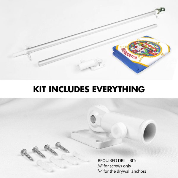 G128 Combo Pack: 6 Ft Tangle Free Spinning Flagpole (Silver) & Minnesota Flag 3x5 Ft Printed 150D Polyester, Brass Grommets (Flag Included) Aluminum Flag Pole - Image 2