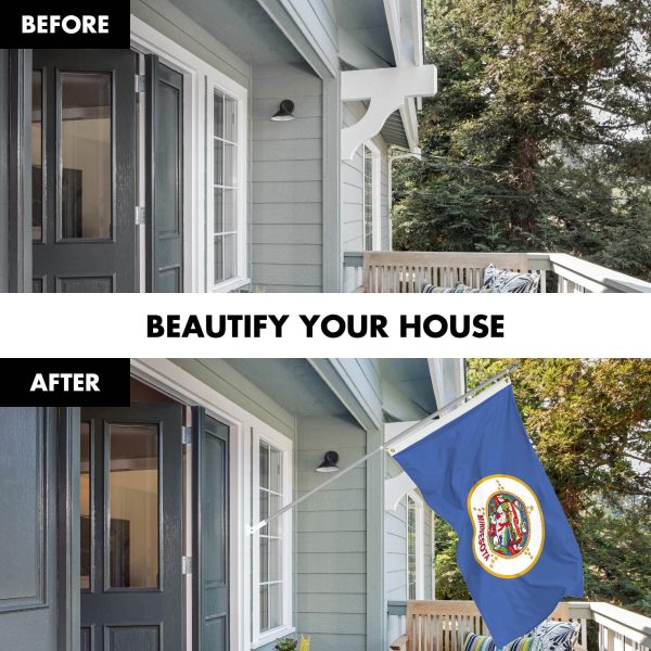 G128 Combo Pack: 6 Ft Tangle Free Spinning Flagpole (Silver) & Minnesota Flag 3x5 Ft Printed 150D Polyester, Brass Grommets (Flag Included) Aluminum Flag Pole - Image 3