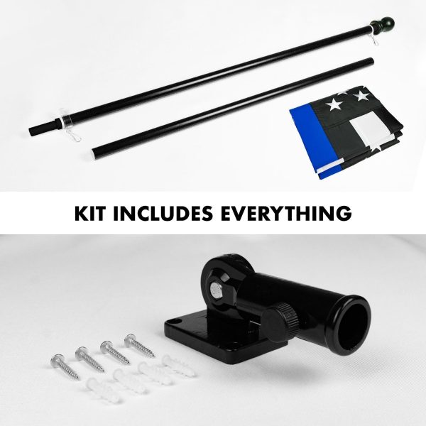G128 - 5 Feet Tangle Free Spinning Flagpole (Black) Thin Blue Line Flag Brass Grommets Embroidered 2x3 ft (Flag Included) Aluminum Flag Pole - Image 2