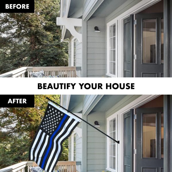 G128 - 5 Feet Tangle Free Spinning Flagpole (Black) Thin Blue Line Flag Brass Grommets Embroidered 2x3 ft (Flag Included) Aluminum Flag Pole - Image 3