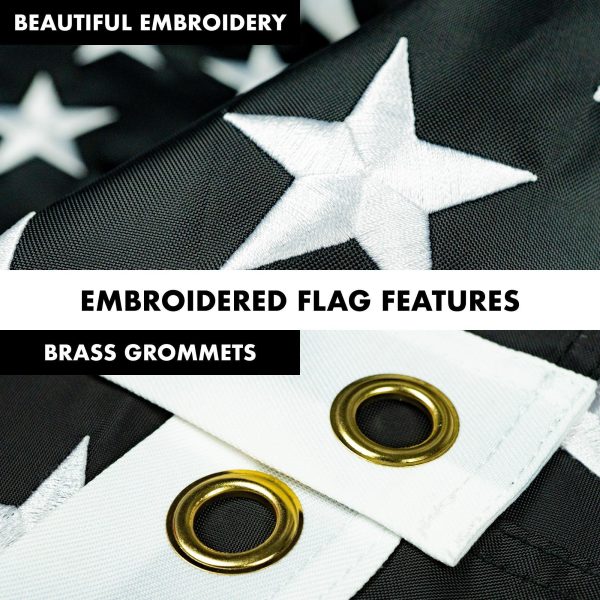G128 - 5 Feet Tangle Free Spinning Flagpole (Black) Thin Blue Line Flag Brass Grommets Embroidered 2x3 ft (Flag Included) Aluminum Flag Pole - Image 4
