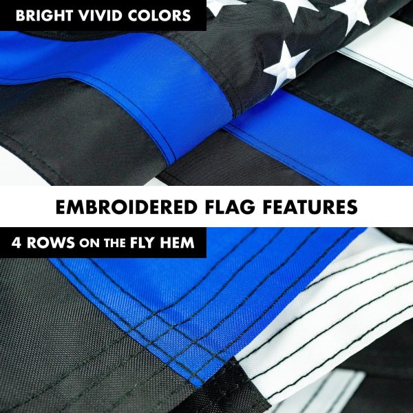 G128 - 5 Feet Tangle Free Spinning Flagpole (Black) Thin Blue Line Flag Brass Grommets Embroidered 2x3 ft (Flag Included) Aluminum Flag Pole - Image 5