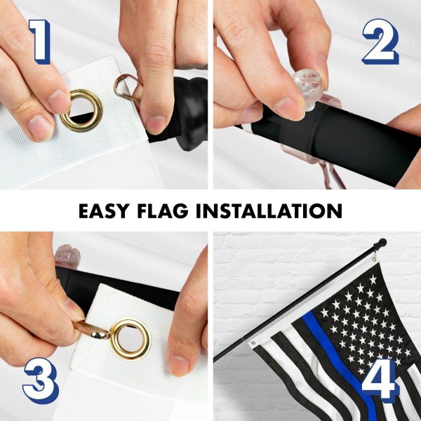 G128 - 5 Feet Tangle Free Spinning Flagpole (Black) Thin Blue Line Flag Brass Grommets Embroidered 2x3 ft (Flag Included) Aluminum Flag Pole - Image 7