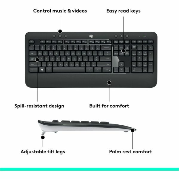 Logitech MK540 Advanced Wireless Keyboard and Mouse Combo for Windows, 2.4 GHz Unifying USB-Receiver - Image 6