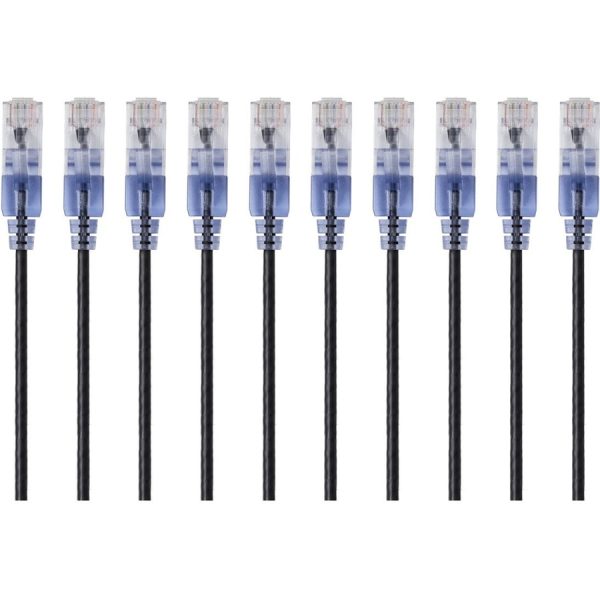 Monoprice 10-Pack, SlimRun Cat6A Ethernet Network Patch Cable, 10ft Black