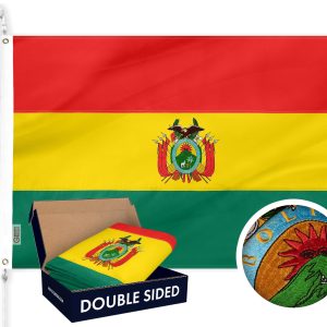 G128 Bolivia (Bolivian) Flag | 3x5 feet | Double Sided Embroidered 210D Indoor/Outdoor, Brass Grommets, Heavy Duty Polyester