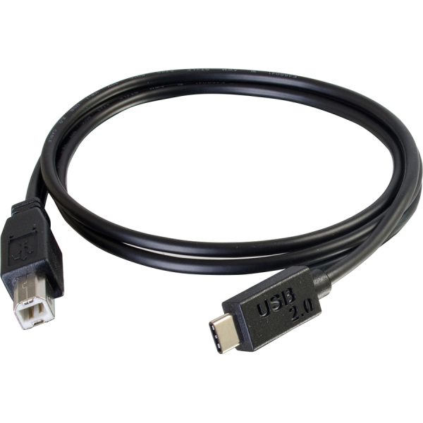 C2G 3ft USB C to USB B Cable - USB C to B Cable - USB 2.0 - 1A, 480Mbps - Black - M/M - Image 2