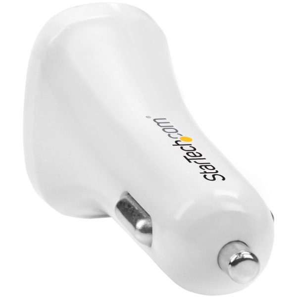 StarTech.com Dual Port USB Car Charger - White - High Power 24W/4.8A - 2 port USB Car Charger - Charge two tablets at once - Image 3