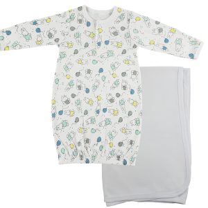 Print Infant Gown And Recieving Blanket Cs_0107