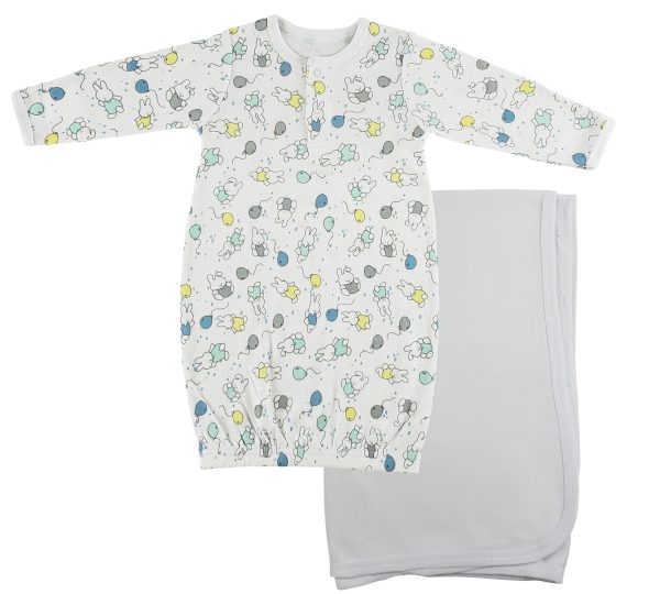 Print Infant Gown And Recieving Blanket Cs_0107