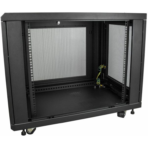 StarTech.com 12U 19" Server Rack Cabinet 4 Post Adjustable Depth 2-30" w/Casters/Cable Management/1U Shelf, Locking Doors and Side Panels - Image 3