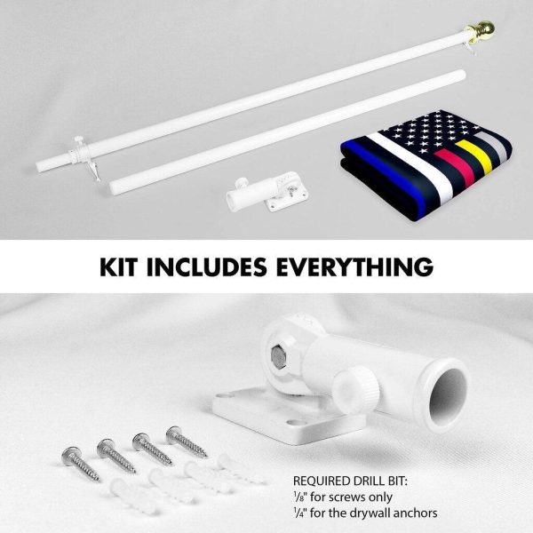 G128 Combo Pack: 6 Ft Tangle Free Spinning Flagpole (White) & Thin Line Civil Services Flag 3x5 Ft Printed 150D Polyester, Brass Grommets (Flag Included) Aluminum Flag Pole - Image 2