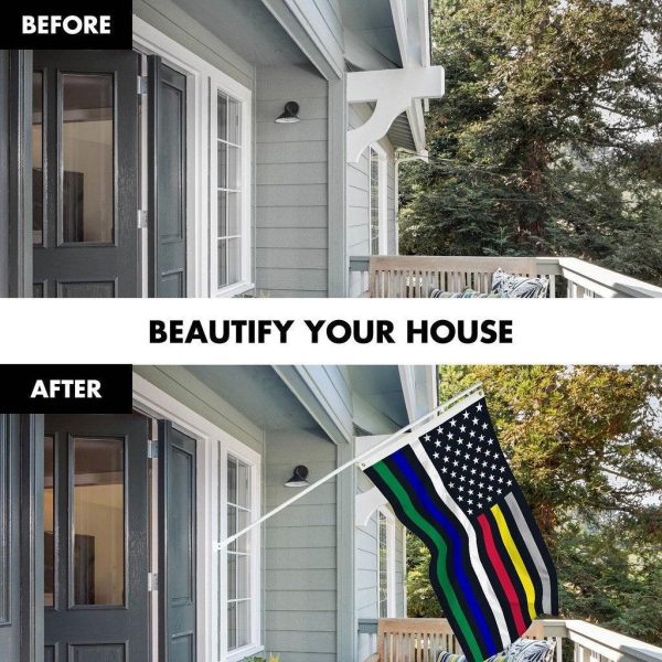 G128 Combo Pack: 6 Ft Tangle Free Spinning Flagpole (White) & Thin Line Civil Services Flag 3x5 Ft Printed 150D Polyester, Brass Grommets (Flag Included) Aluminum Flag Pole - Image 3