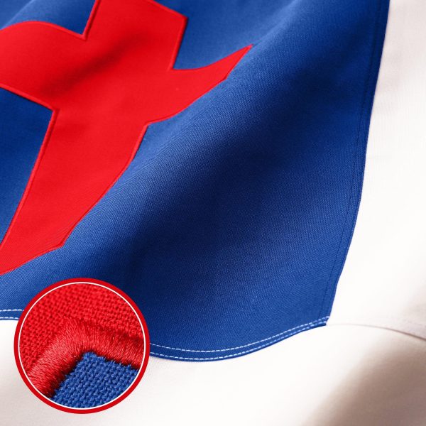 G128 Christian Flag | 5x8 Ft | StormFlyer Series Embroidered 220GSM Spun Polyester | Religious Flag, Embroidered Design, Indoor/Outdoor, Brass Grommets, Heavy Duty, All Weather - Image 2