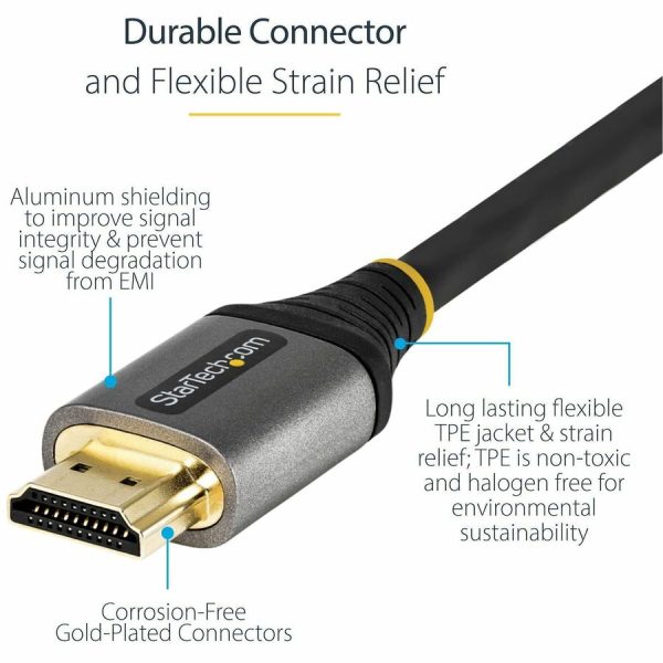 StarTech.com 20in (50cm) HDMI 2.1 Cable, Certified Ultra High Speed HDMI Cable 48Gbps, 8K 60Hz HDR10+, 8K HDMI Cord, TV/Monitor/Display - Image 3
