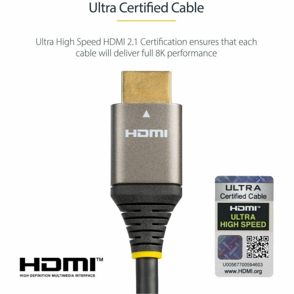 StarTech.com 20in (50cm) HDMI 2.1 Cable, Certified Ultra High Speed HDMI Cable 48Gbps, 8K 60Hz HDR10+, 8K HDMI Cord, TV/Monitor/Display - Image 5