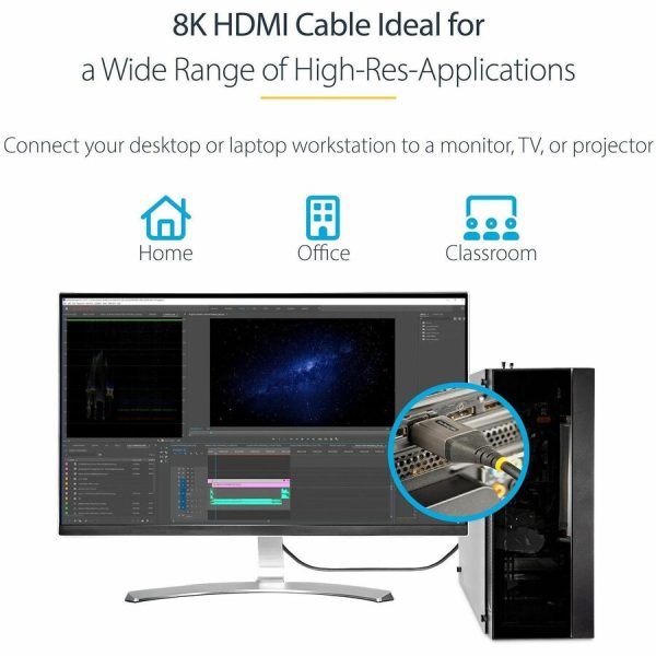 StarTech.com 20in (50cm) HDMI 2.1 Cable, Certified Ultra High Speed HDMI Cable 48Gbps, 8K 60Hz HDR10+, 8K HDMI Cord, TV/Monitor/Display - Image 6