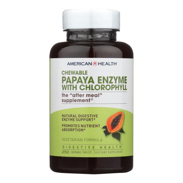 American Health - Papaya Enzyme with Chlorophyll Chewable - 250 Tablets - Image 2