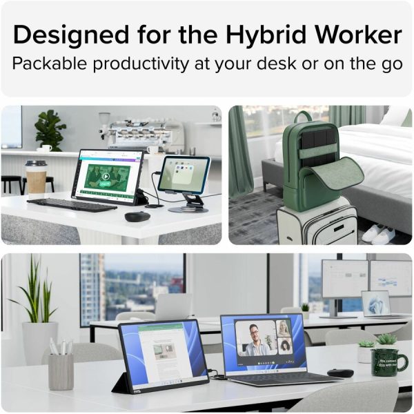 Plugable USB C Portable Monitor 15.6 Inch, 100W Pass-Through Charging for Your Laptop Smartphone Tablet - Image 6