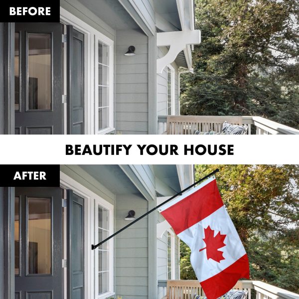 G128 - 6 Feet Tangle Free Spinning Flagpole (Black) Canada Brass Grommets Printed 3x5 ft (Flag Included) Aluminum Flag Pole - Image 3