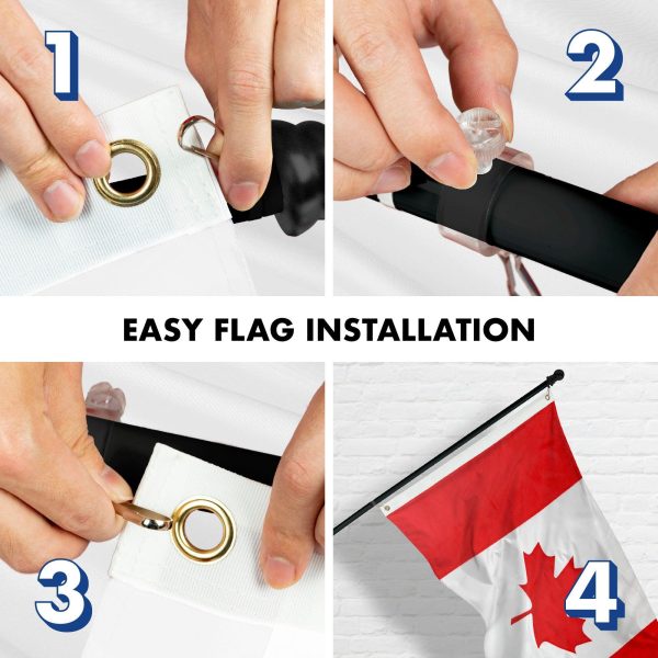 G128 - 6 Feet Tangle Free Spinning Flagpole (Black) Canada Brass Grommets Printed 3x5 ft (Flag Included) Aluminum Flag Pole - Image 7