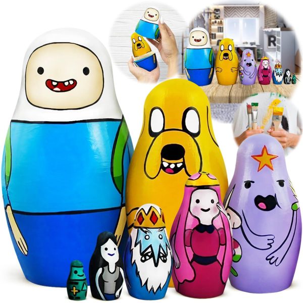 AEVVV Adventure Time Heroes Figures   Wood Nesting Dolls Set 7 pcs   Wooden Russian Matryoshka 5.3