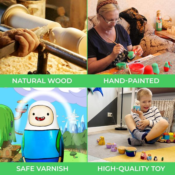 AEVVV Adventure Time Heroes Figures   Wood Nesting Dolls Set 7 pcs   Wooden Russian Matryoshka 5.3 - Image 2