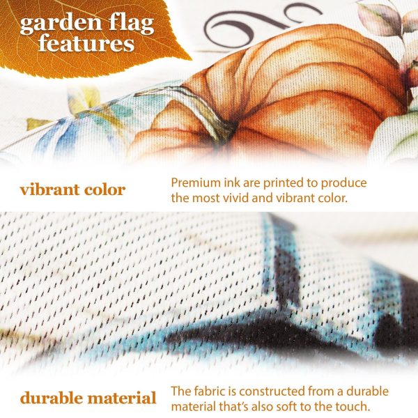 G128 Combo Pack: Garden Flag Stand Black 36 in x 16 in & Garden Flag Fall Decoration Autumn Blessings Pumpkins and Flower Vases 12"x18" Double-Sided Blockout Fabric - Image 3