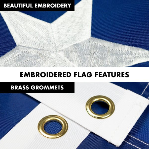 G128 - 6 Feet Tangle Free Spinning Flagpole (Black) North Carolina Flag Brass Grommets Embroidered 3x5 ft (Flag Included) Aluminum Flag Pole - Image 4