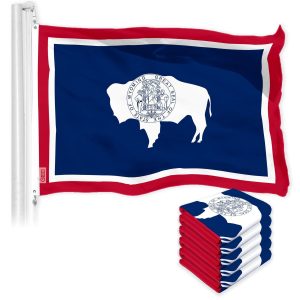 G128 5 Pack: Wyoming WY State Flag | 3x5 Ft | LiteWeave Pro Series Printed 150D Polyester | Indoor/Outdoor, Vibrant Colors, Brass Grommets, Thicker and More Durable Than 100D 75D Polyester