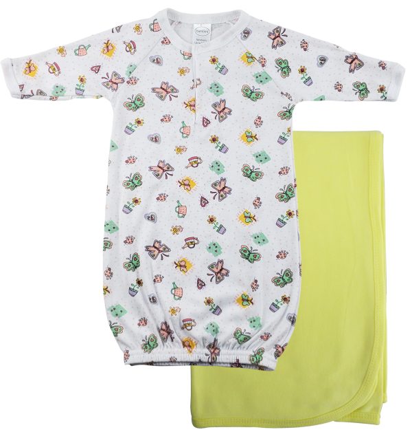 Print Infant Gown And Recieving Blanket Cs_0101