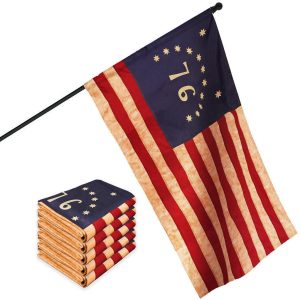 G128 5 Pack: Bennington 76 Tea-Stained Flag | 1x1.5 Ft | ToughWeave Pro Series Pole Sleeve Embroidered 420D Polyester | Historical Flag, Embroidered Design, High Quality, NO Flagpole Included
