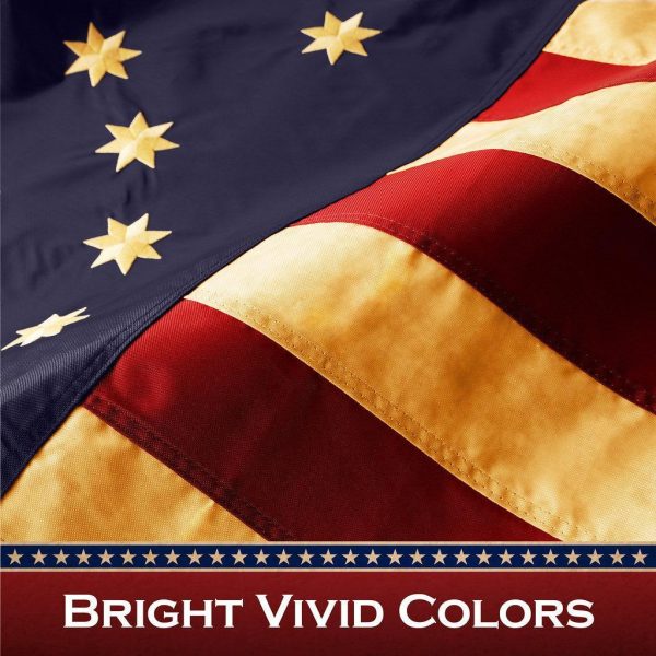 G128 5 Pack: Bennington 76 Tea-Stained Flag | 1x1.5 Ft | ToughWeave Pro Series Pole Sleeve Embroidered 420D Polyester | Historical Flag, Embroidered Design, High Quality, NO Flagpole Included - Image 4