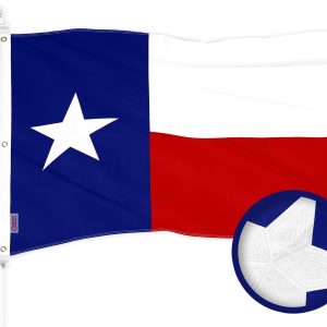 G128 Texas TX State Flag | 6x10 Ft | ToughWeave Series Embroidered 300D Polyester | Embroidered Design, Indoor/Outdoor, Brass Grommets
