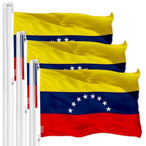 G128 3 Pack: Venezuela Venezuelan Flag | 3x5 Ft | Printed 150D Polyester - Indoor/Outdoor, Vibrant Colors, Brass Grommets, Quality Polyester, Much Thicker More Durable Than 100D 75D Polyester