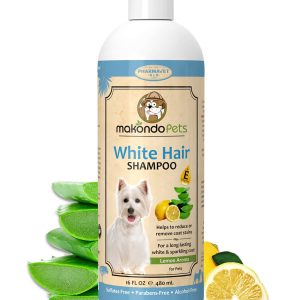 Dog Whitening Shampoo– for Dogs with White Light Colored Hair Coat Fur–White Haired Pets Shampoo for Itching Dry Sensitive Skin. Non Toxic Formula