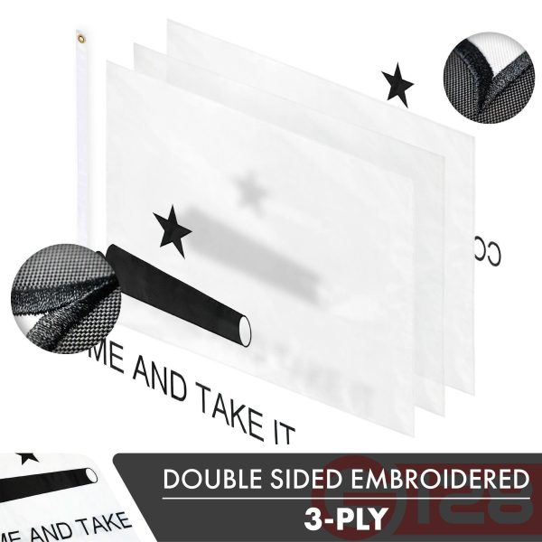 Come and Take It Flag 3x5 Ft 3-Pack Double-sided Embroidered Polyester By G128 - Image 2