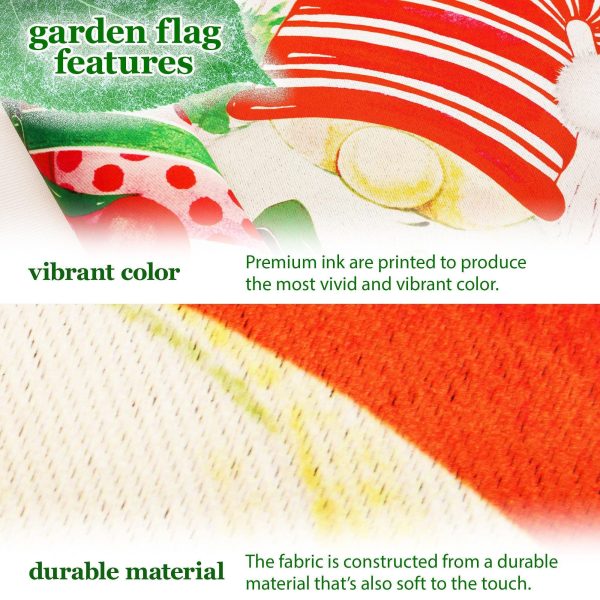 G128 Combo Pack: Garden Flag Stand Black 36 in x 16 in & Garden Flag Merry Christmas Decoration Santa Gnome with Present 12"x18" Double Sided Blockout Fabric - Image 3