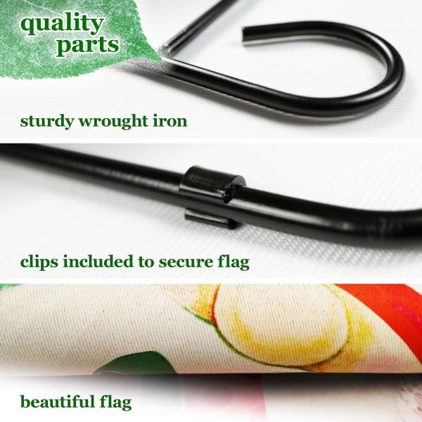 G128 Combo Pack: Garden Flag Stand Black 36 in x 16 in & Garden Flag Merry Christmas Decoration Santa Gnome with Present 12"x18" Double Sided Blockout Fabric - Image 4