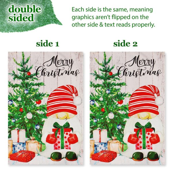 G128 Combo Pack: Garden Flag Stand Black 36 in x 16 in & Garden Flag Merry Christmas Decoration Santa Gnome with Present 12"x18" Double Sided Blockout Fabric - Image 5